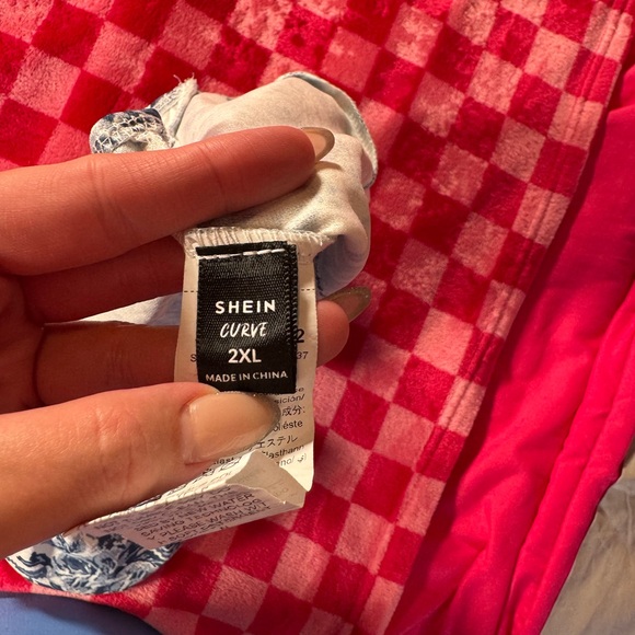 Blue and white floral print puff sleeve crop top - Picture 5 of 5